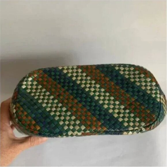 Multi-colored Woven Straw Purse with Wooden Handles - Picture 5 of 6